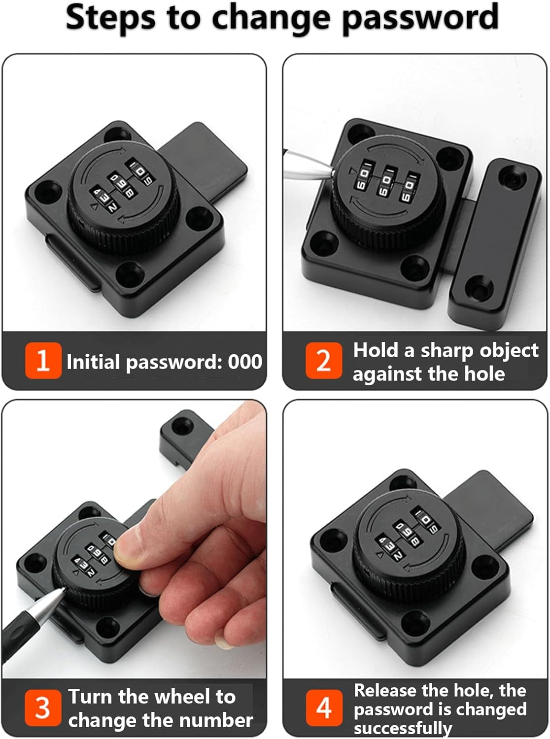 Mechanical Keyless Combination Lock with 90° Positioning Design for Enhanced Security - Ideal for Wardrobes and Office Cabinets (Black)