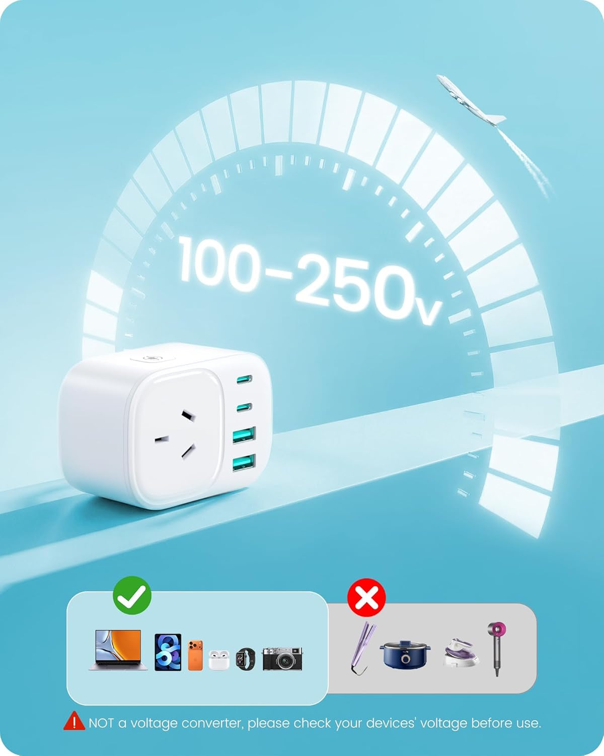 Universal Travel Adapter,Type B/E/F/D/G/L/M International Plug