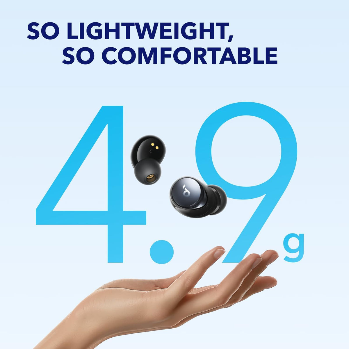 Anker Space A40 Adaptive Active Noise Cancelling Wireless Earbuds - 98% Noise Reduction, 50 Hours Total Playtime, 10 Hours Single Charge, Hi-Res Audio, Comfortable Fit, Wireless Charging