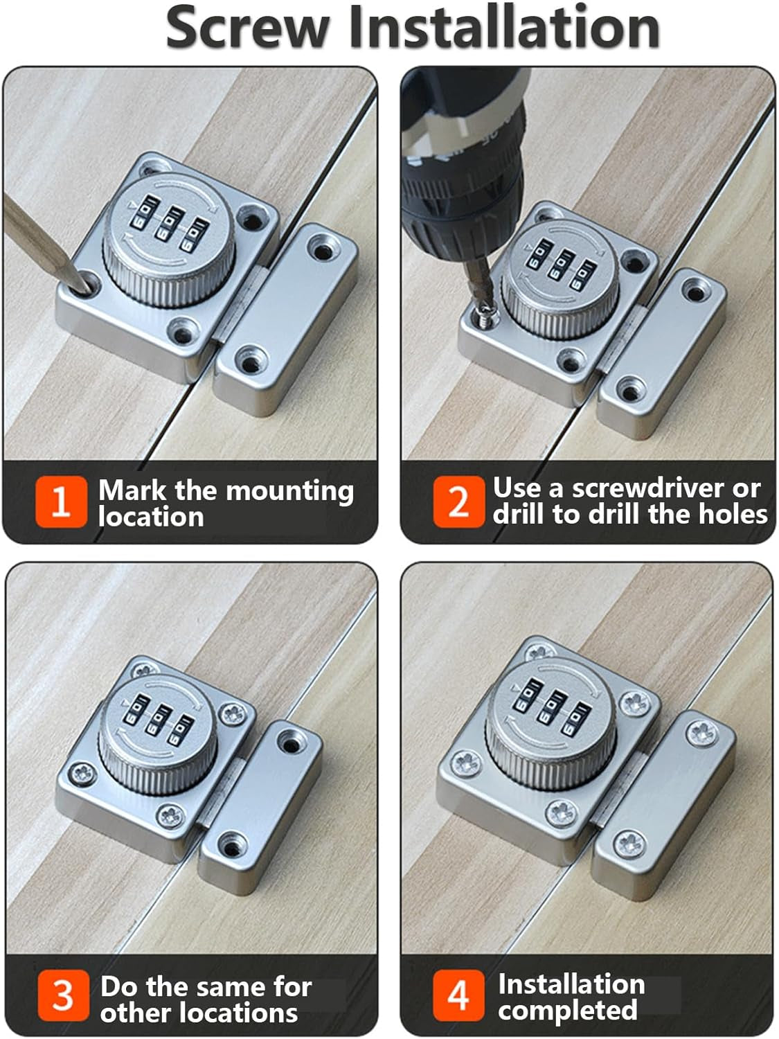 Mechanical Keyless Combination Lock with 90° Positioning Design for Enhanced Security - Ideal for Wardrobes and Office Cabinets (Black)
