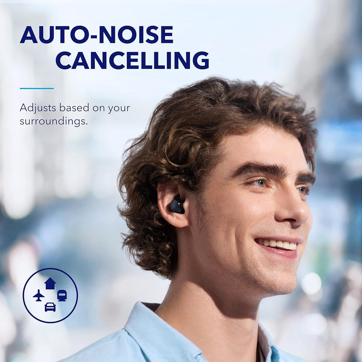 Anker Space A40 Adaptive Active Noise Cancelling Wireless Earbuds - 98% Noise Reduction, 50 Hours Total Playtime, 10 Hours Single Charge, Hi-Res Audio, Comfortable Fit, Wireless Charging