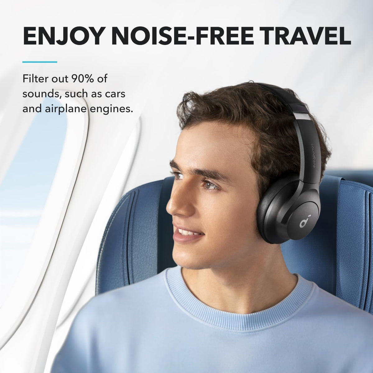 by Anker Q20I Hybrid Active Noise Cancelling Headphones, Black