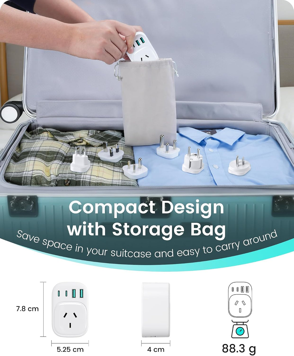 Universal Travel Adapter,Type B/E/F/D/G/L/M International Plug