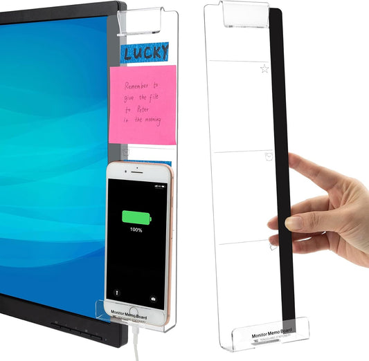 Office Accessories 2Pcs Office Supplies Acrylic Desk Organizer Sticky Note Holder Memo Board Desktop Monitor Holder Message Pad Friendly Reminder for Efficient Workspaces and Daily Planning