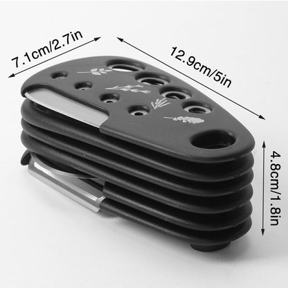 6-In-1 Stackable Kitchen Gadget Set - 5.07" Melon Baller, 2.7" Garlic Cutter, Can Opener, Cheese Grater, Pizza Cutter with Spice Grinder - Stainless Steel