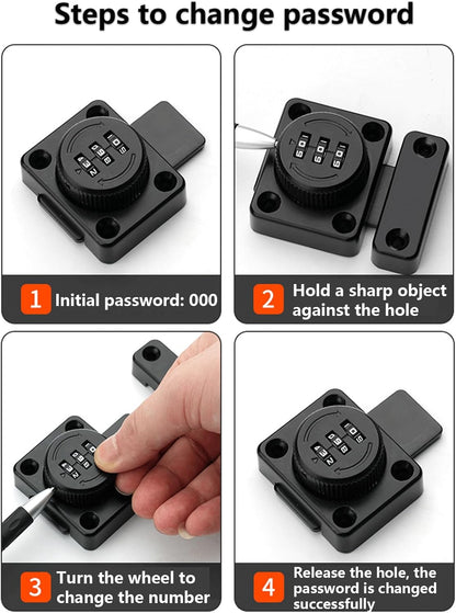 Mechanical Keyless Combination Lock with 90° Positioning Design for Enhanced Security - Ideal for Wardrobes and Office Cabinets (Black)