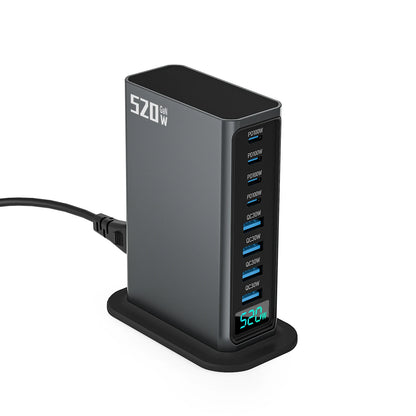 520W Desktop Gan Charger 4C4A 8 Ports 100W PD USB Type C Usb Power Hub Mobile Phone Laptop Fast Charging Station