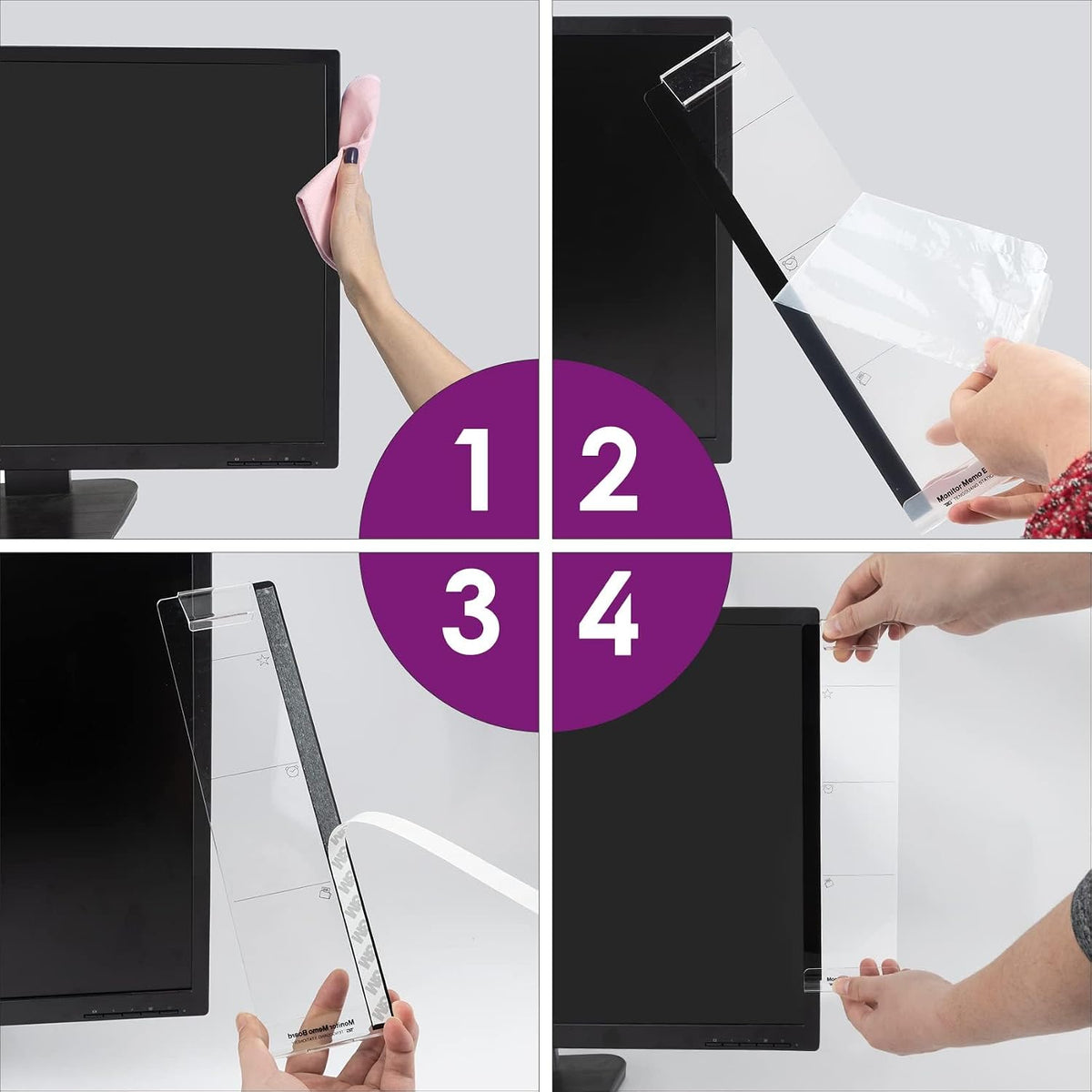 Office Accessories 2Pcs Office Supplies Acrylic Desk Organizer Sticky Note Holder Memo Board Desktop Monitor Holder Message Pad Friendly Reminder for Efficient Workspaces and Daily Planning