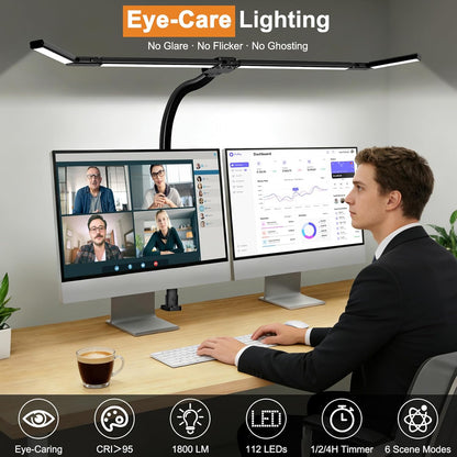 LED Desk Lamp for Home Office, 24W Desk Light with 4-Segment Bar and Remote