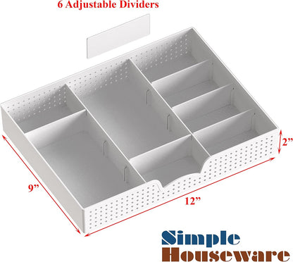 2 Tier Monitor Stand Riser with Drawer, White