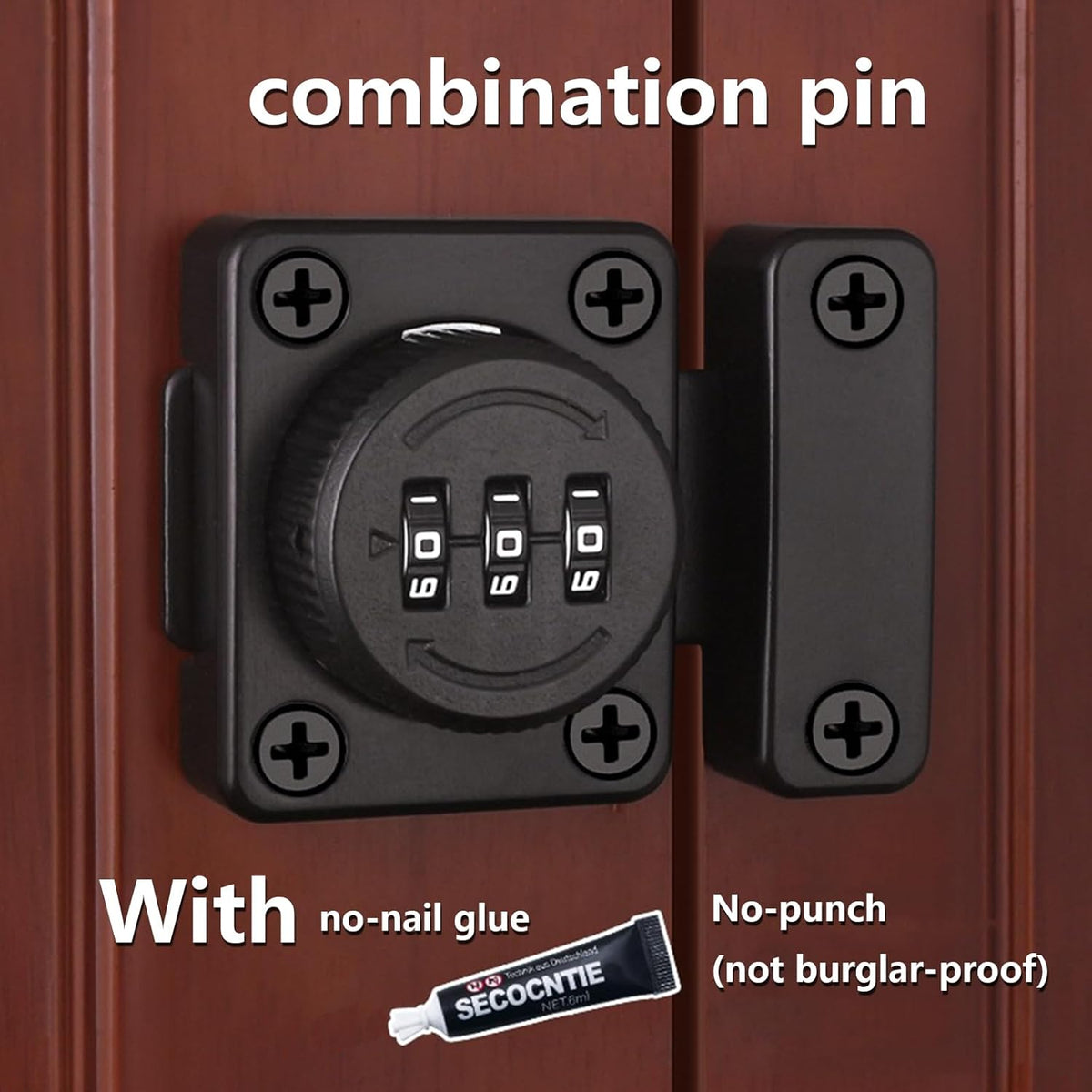 Mechanical Keyless Combination Lock with 90° Positioning Design for Enhanced Security - Ideal for Wardrobes and Office Cabinets (Black)