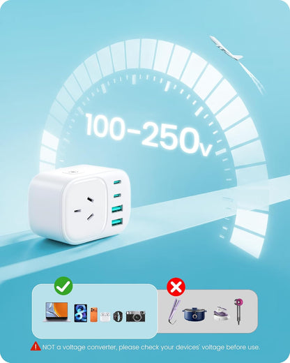 Universal Travel Adapter,Type B/E/F/D/G/L/M International Plug