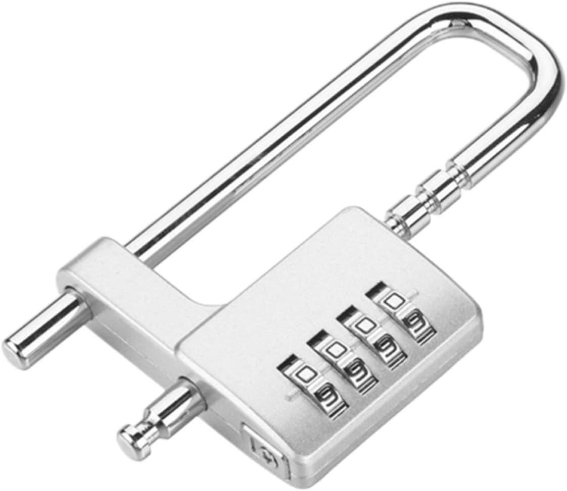 Silver Combination Padlock with Long U-Shackle