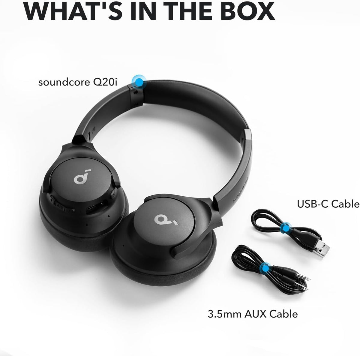 by Anker Q20I Hybrid Active Noise Cancelling Headphones, Black