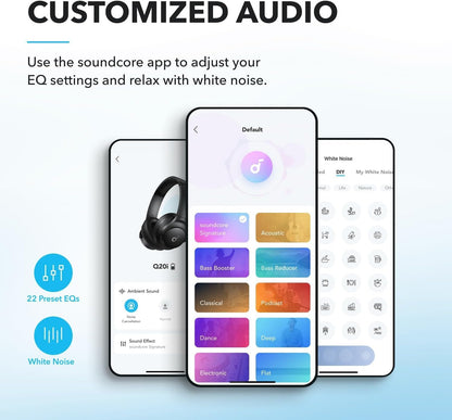 by Anker Q20I Hybrid Active Noise Cancelling Headphones, Black