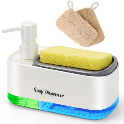 5-In-1 Kitchen Soap Dispenser Set with Sponge Holder - Dual Hand & Dish Soap Pump Dispenser