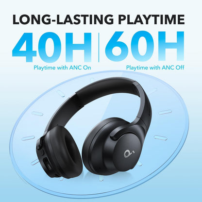 by Anker Q20I Hybrid Active Noise Cancelling Headphones, Black