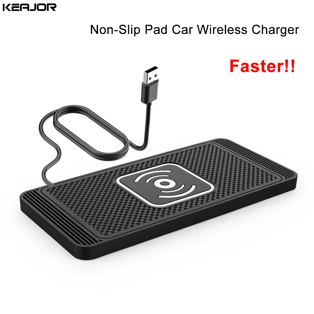 Car Wireless Charger Silicone Non-Slip Pad for Apple & Android