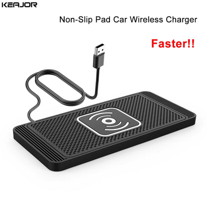 Car Wireless Charger Silicone Non-Slip Pad for Apple & Android
