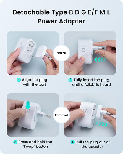 Universal Travel Adapter,Type B/E/F/D/G/L/M International Plug