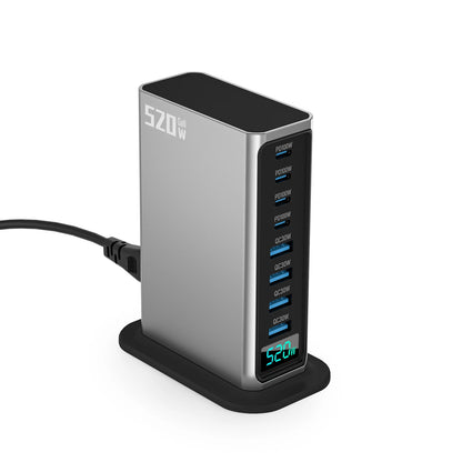 520W Desktop Gan Charger 4C4A 8 Ports 100W PD USB Type C Usb Power Hub Mobile Phone Laptop Fast Charging Station
