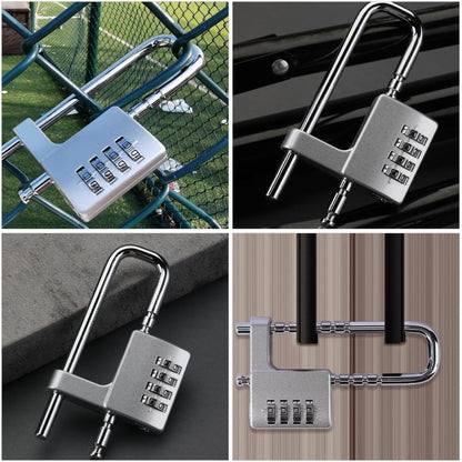 Silver Combination Padlock with Long U-Shackle
