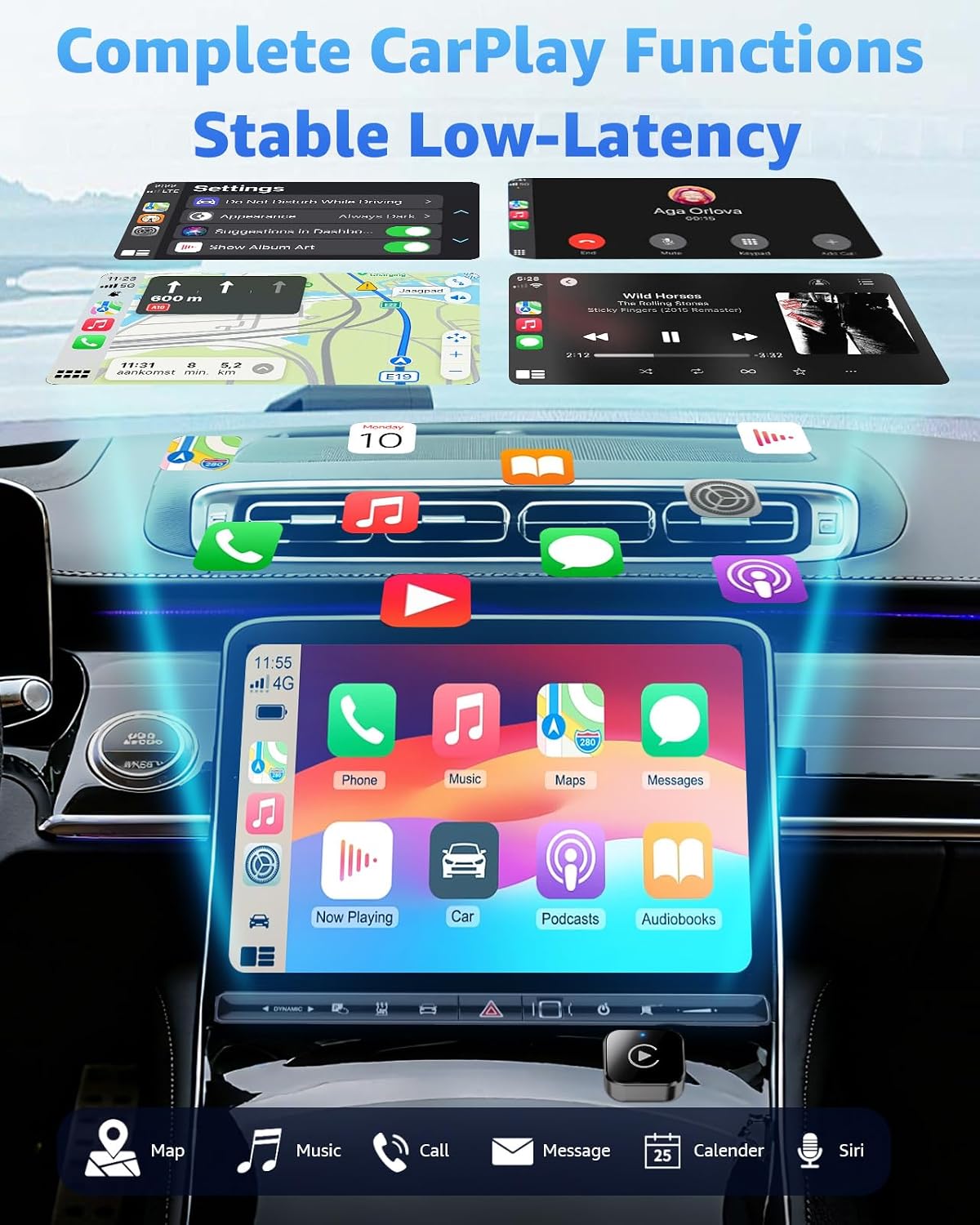 Wireless Carplay Adapter, 2026 Upgrade 2-In-1 Plug & Play USB/USB-C Dongle, Wired to Wireless Carplay Auto Reconnect, Stable Android Auto Wireless Adapter for Iphone Ios 10+ & Android, Black