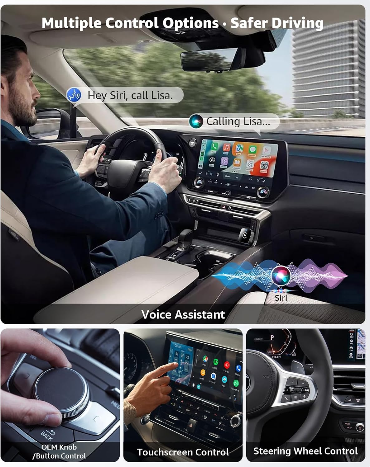 Wireless Carplay Adapter, 2026 Upgrade 2-In-1 Plug & Play USB/USB-C Dongle, Wired to Wireless Carplay Auto Reconnect, Stable Android Auto Wireless Adapter for Iphone Ios 10+ & Android, Black