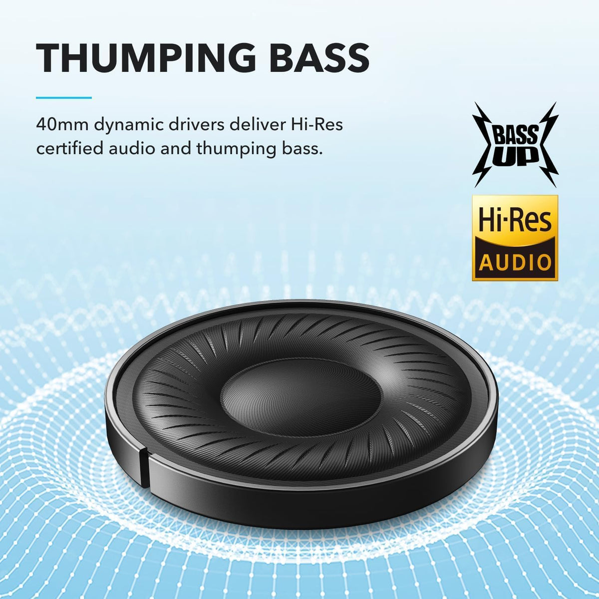 by Anker Q20I Hybrid Active Noise Cancelling Headphones, Black