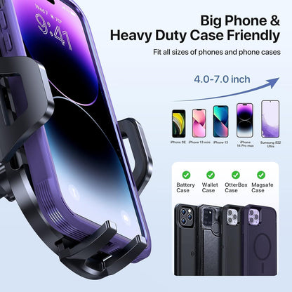Universal Mobile Phone Holder for Car, Car Phone Mount for Dashboard Windshield Vent Compatible with All Smartphones
