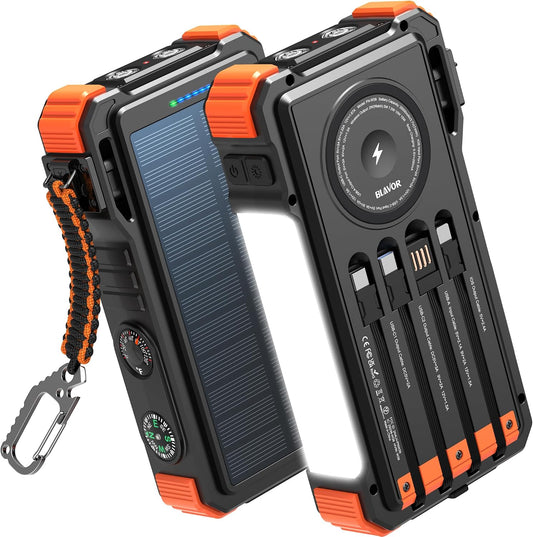 Solar Power Bank 20000Mah, Wireless Charger for Phones & Apple Watch