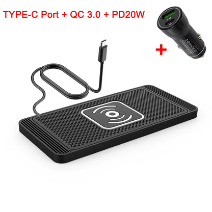 Car Wireless Charger Silicone Non-Slip Pad for Apple & Android