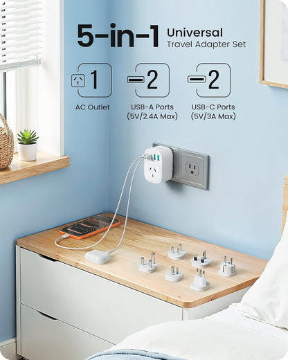 Universal Travel Adapter,Type B/E/F/D/G/L/M International Plug