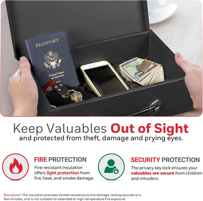 Safes & Door Locks 6104 Fire Resistant Steel Security Safe Box, 8.7X12.7X4.2, Black