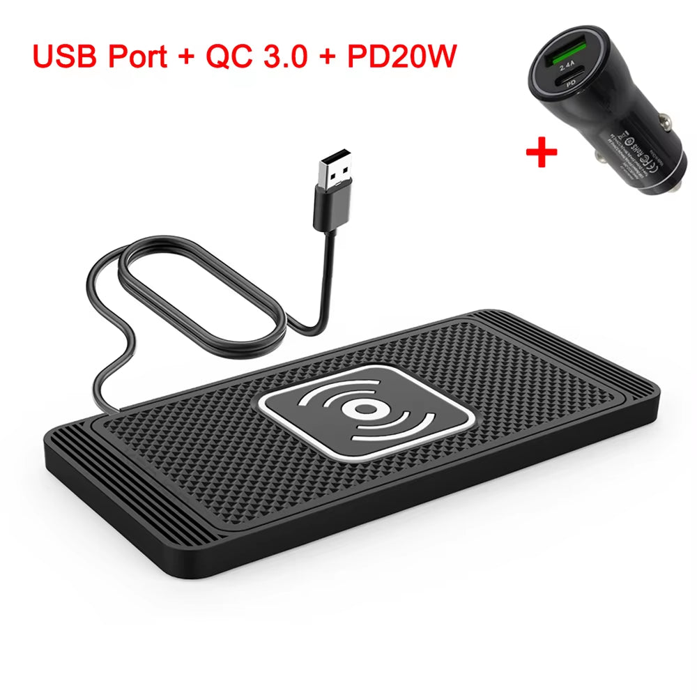 Car Wireless Charger Silicone Non-Slip Pad for Apple & Android