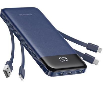 Charmast 10000mAh Power Bank with Built-In Charging Cables