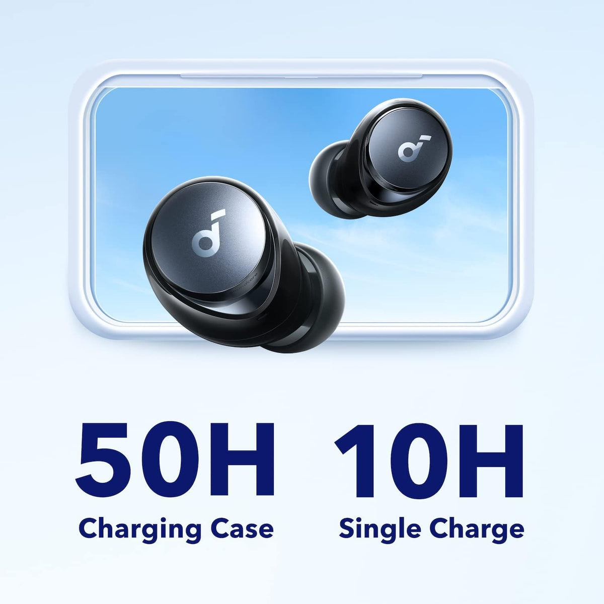 Anker Space A40 Adaptive Active Noise Cancelling Wireless Earbuds - 98% Noise Reduction, 50 Hours Total Playtime, 10 Hours Single Charge, Hi-Res Audio, Comfortable Fit, Wireless Charging