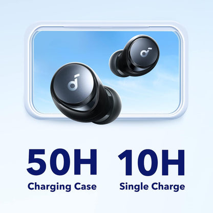 Anker Space A40 Adaptive Active Noise Cancelling Wireless Earbuds - 98% Noise Reduction, 50 Hours Total Playtime, 10 Hours Single Charge, Hi-Res Audio, Comfortable Fit, Wireless Charging