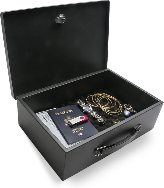 Safes & Door Locks 6104 Fire Resistant Steel Security Safe Box, 8.7X12.7X4.2, Black