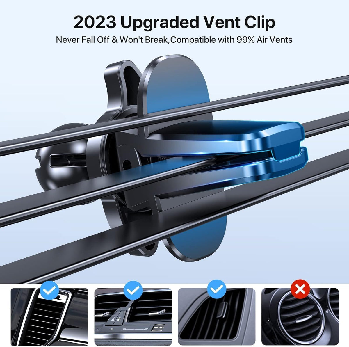 Universal Mobile Phone Holder for Car, Car Phone Mount for Dashboard Windshield Vent Compatible with All Smartphones