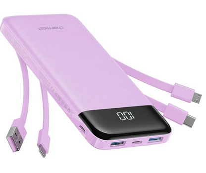 Charmast 10000mAh Power Bank with Built-In Charging Cables